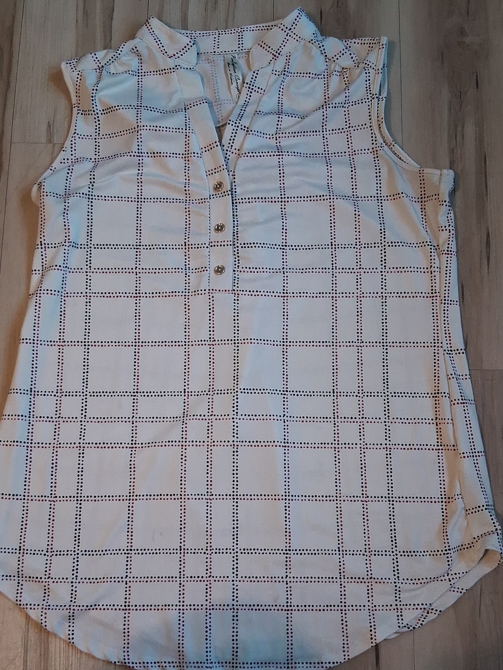 PerSeption Concept White Sleeveless Grid-Print Top